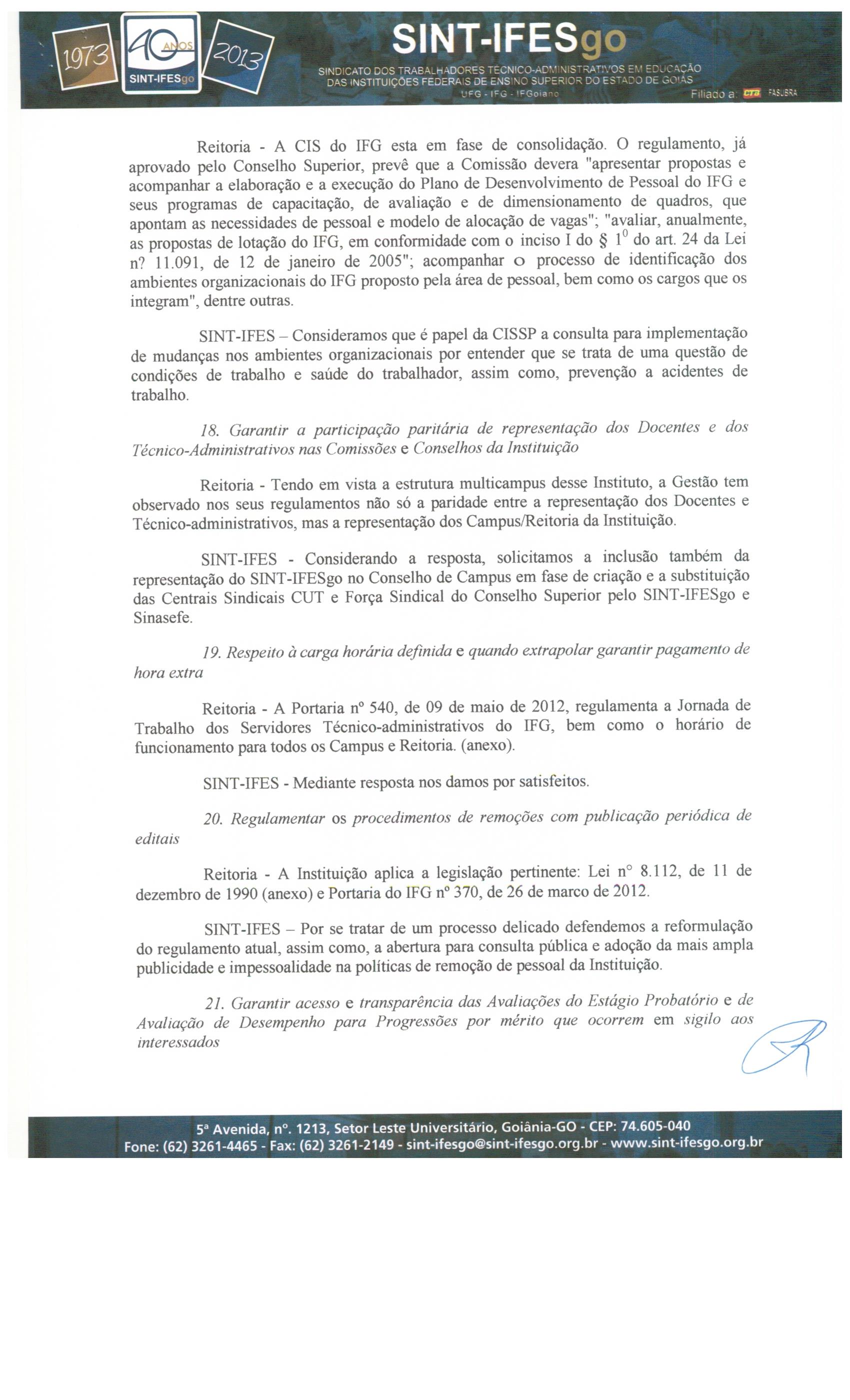 RELATO DA REUNIÃO DE NEGOCIAÇÃO COM A REITORIA DO IFG, Pag6