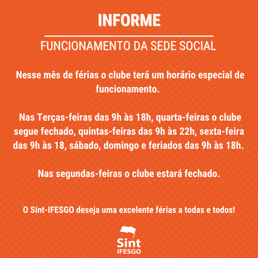 Atenção trabalhadores para os horários do Clube de Campo e da Sede na  Semana Santa