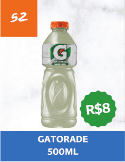 52 - Gatorade (500ml) - R$ 8,00