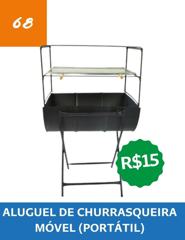68 - Aluguel de Churrasqueira Móvel Portátil - R$ 15,00